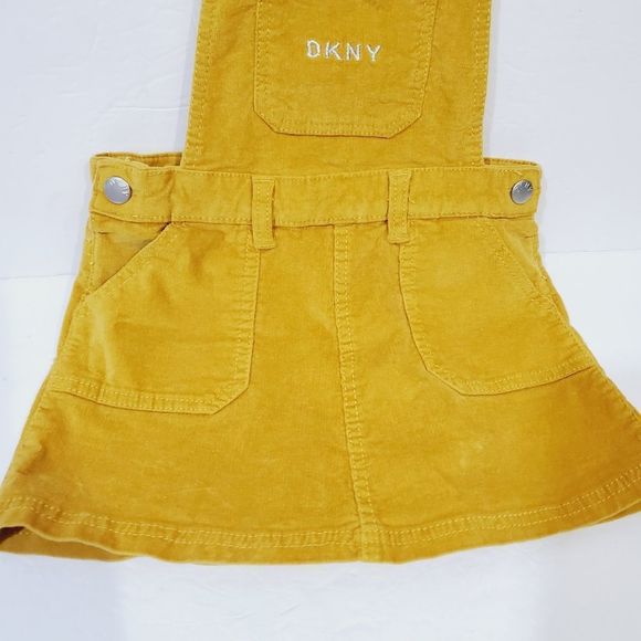 DKNY Toddler girl size 6x mustard overall dress - Picture 5 of 9